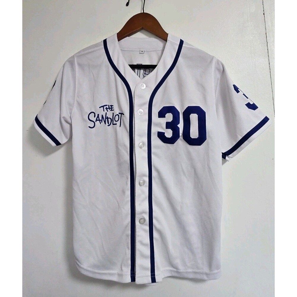 The Sandlot Jersey Mens M White 30 Benny The Jet Rodriguez Stitched Baseball 90s